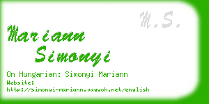 mariann simonyi business card